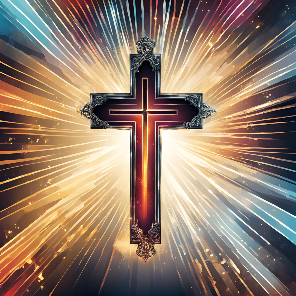 Cross with light shining from behind it - cover art for The Uplift by Joseph VanBuren